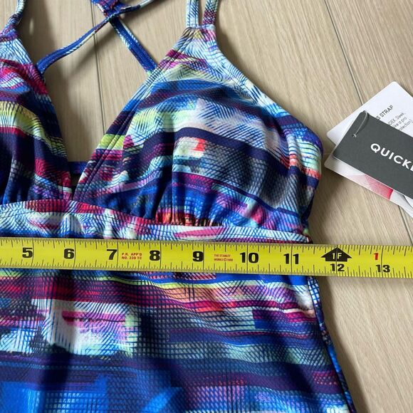 ATHLETA womens/jrs blue multicolor swim Redondo Cross Strap‎ Tankini size XS NWT - Picture 5 of 8